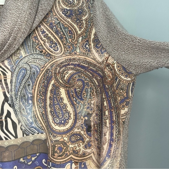 Chico's Turtle Neck Tunic Top Paisley 3/4 Sleeves Artsy Boho Size L - Picture 5 of 14